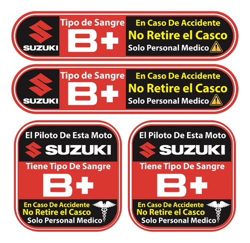 Stickers Reflejantes Tipo Sanguineo Para Motos Suzuki Foto 3