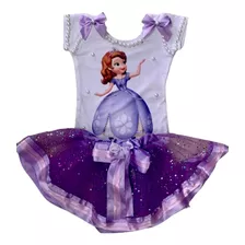 Conjunto Princesinha Princesa Sofia Com Saia De Tule 