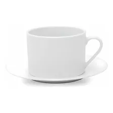 Taza De Té C/ Plato 220ml Blanco Porcelana Selecta X 6 Unid