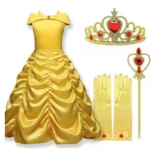 Vestido Fantasia Princesa A Bela E A Fera + Acessórios 