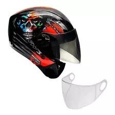 Capacete Aberto Fw3 X-open Caveira + Viseira Fumê Tamanho 60