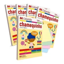 Papel Sulfite A4 Chamequinho Pacote 100 Folhas Sortidas Cor Amarelo/azul/rosa/verde