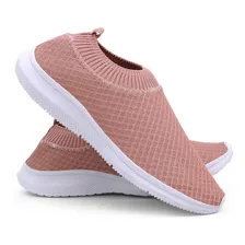 Tênis Meia Feminino Confortável Sem Cadarço Slip On Idoso