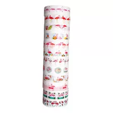 Kit C/12 Fita Adesiva Decorativa Washi Tape Estampa Flamingo