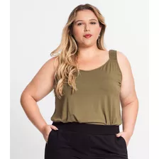 Blusa De Alças Feminina Plus Size Secret Glam Verde