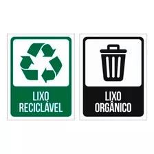 Kit Placa De Sinalização - Lixo Reciclável E Lixo Organico