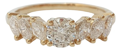Anel Meia Aliança De Diamantes 1.17ct Em Ouro 18k 750 Amarelo 18