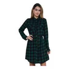 Vestido Chamise Xadrez Feminino Laço Camisão Moda Com Botaos