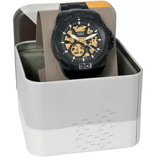 Relógio Fossil Masculino Bronson Preto Automático Me3217/1p Cor Do Fundo Dourado