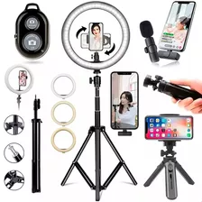 Kit Completo Ring Light 26cm + Tripé + Microfone Bluetooth