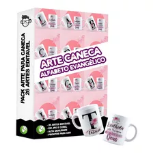 26 Artes Para Caneca Alfabeto Evangélico Editável Em Corel