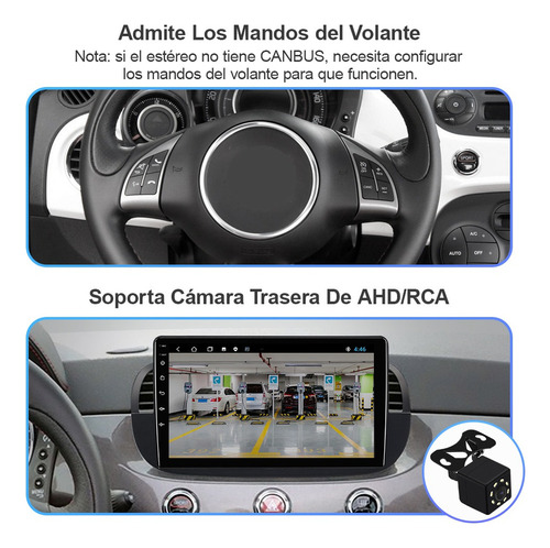 Auto Estreo 2+32g Negro Para Fiat 500 2007-2015 Gps Fm Wifi Foto 5