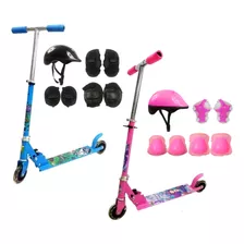 Patinete Infantil Metal 2 Rodas 40kg + Capacete Kit Proteção