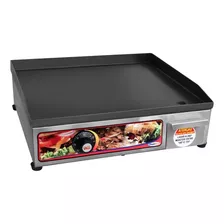 Chapa Lanche Elétrica 40x35 Profissional Hambúrguer Hot Dog Cor Inox 220v