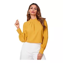 Blusa Miveni Casual De Cuello Redondo De Gasa Para Mujer