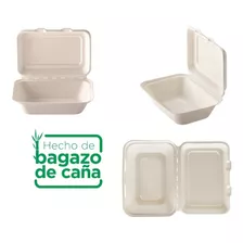 Envase Biodegradable 600 Ml 18 X 13 Cm (50 Unidades) Color Blanco