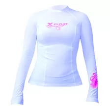 Camiseta De Lycra Feminina Proteção Uv 50 Branca - Xfloat