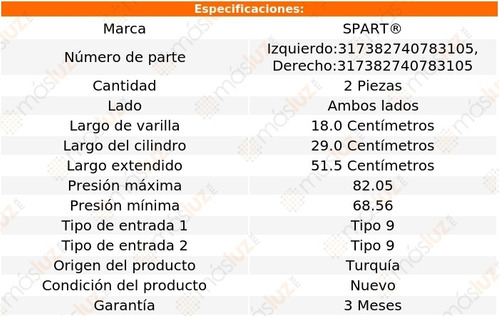 2- Amortiguadores 5a Puerta Mazda 2 2012/2015 Spart Foto 2