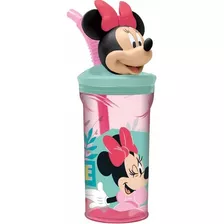 Vaso Minnie Mouse Figura 3d Con Bombilla Niña 400ml