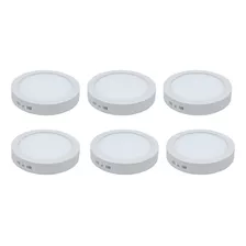 Pack X6 Foco Led 18w Luz Calido 3000k Sobrepuesto 22cm Ext