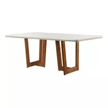 Mesa Patros 220 Cm Madeira E Vidro Mobillare Cor Da Tampa Imbuia Com Cinamomo Cor Dos Pés Imbuia