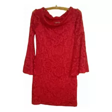 Vestido Rojo Encaje Stretch No Forrado Talla S /m