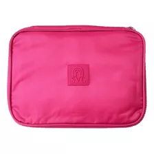 Estojo Quadrado Escolar Grande Masculino Jumbo Organizador Cor Rosa-sem Alça Liso