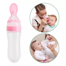 Mamadeira Colher Dosadora Bebê Infantil Alimentos Silicone Cor Rosa