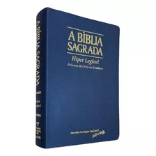 Bíblia Acf - Letra Gigante + Couro Flexível - Capa Azul - Série Luxo - Tamanho Grande - Sem Índice 