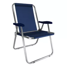 Cadeira Praia Max Alumínio Oversize Reforçada Até 140kg Zaka Cor Azul