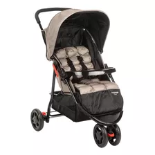 Carrinho De Bebê 3 Rodas Voyage Delta Bege-grid Com Chassi De Cor Preto