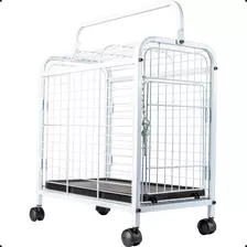 Caixa De Transporte Gaiola Portátil Pets Leva Pet Gatos Cães Cor White/preto