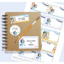 Kit Imprimible Etiquetas Útiles Escolares Bluey