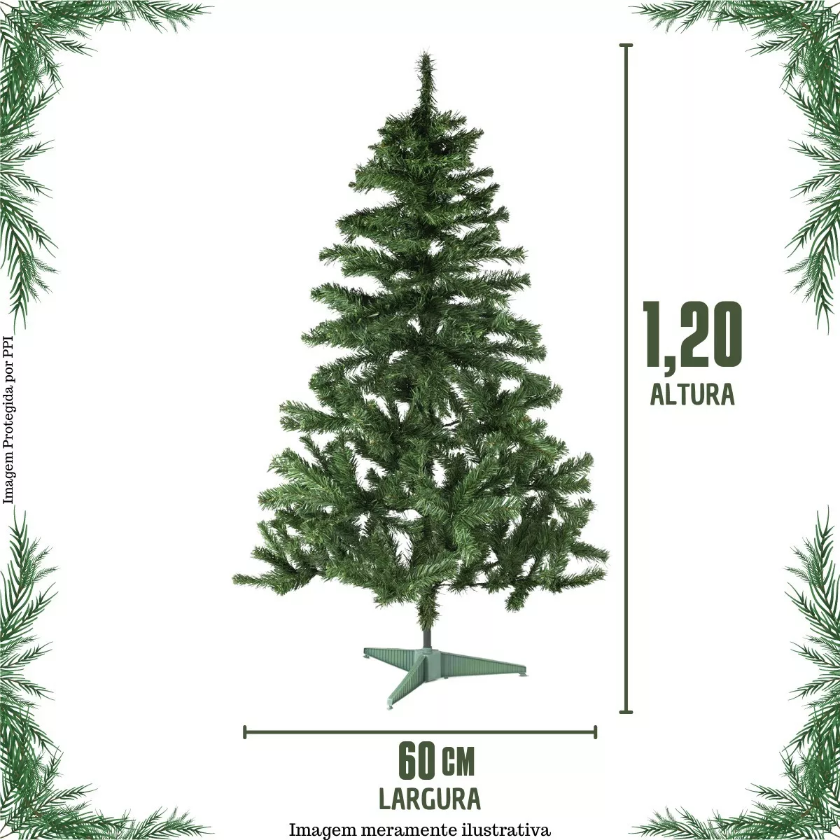 Árvore De Natal Pinheiro Luxo 1,20 Altura 120 Galhos
