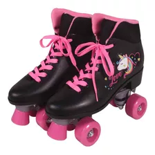 Patins Preto Unicórnio Quad Love Nº 36 Bel Fix