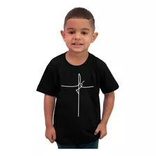 Camiseta Infantil Evangélica Fé Cruz - Camisa 100% Algodão