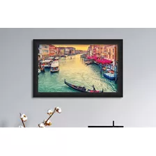 Cuadro Decorativo Italia Venecia 62.3 X 40cm Color Multicolor Armazón Negro