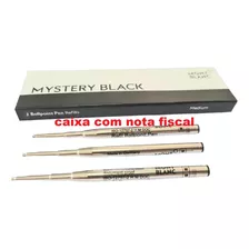 3 Refil Carga Balpen Balpoint Cor Preta P/ Caneta Mont Blanc