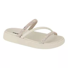 Papete Feminina Moleca Glitter Branca Sandália Birken Brilho