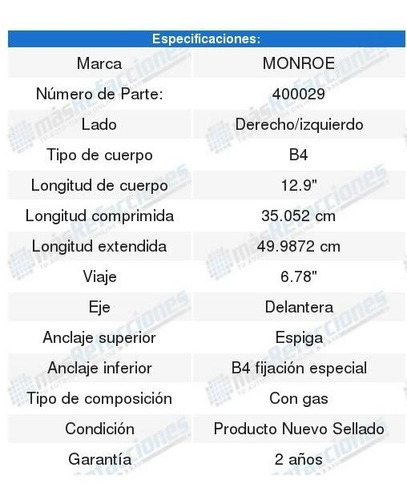 2 Amortiguadores Delanteros Roadmatic Seat Cordoba 03-09 Foto 2