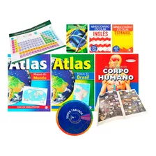 Kit Material Escolar Atlas Minidicionário Tabela Tabuada