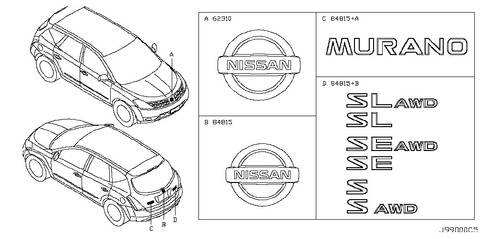 Emblema Parilla Nissan Murano 2003-2008 Original #62890ca000 Foto 3