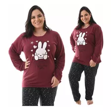 Pijama Plus Size Feminino De Frio Manga Longa E Calça Oferta