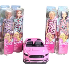Carrinho Rosa Conversível + Boneca Barbie Original Lacrada