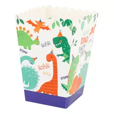 Caja Pochoclera Dinosaurios Happy Birthday Feliz Cumple X10