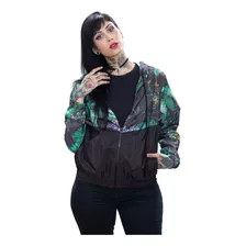 Jaqueta Blusa Corta Vento Floral Estampado Moderno Estiloso