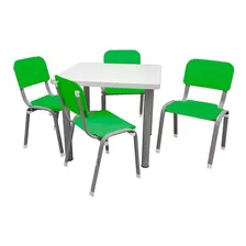 Conjunto Mesa Com 4 Cadeiras Infantis LG Flex Verde