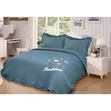 Cubrecama Bordados Color Verdequilt 2plaza Teng Fei