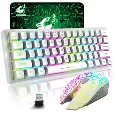 Mini Teclado Y Mouse Gamer Inalámbricos Iluminación Led 