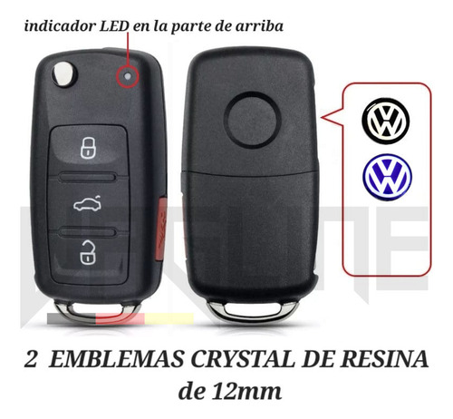 2 Emblemas Vw Crystal 12mm Control Jetta Golf Vento Clasico Foto 7
